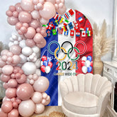 Aperturee - France Flag Paris 2024 Olympic Rings Arch Backdrop