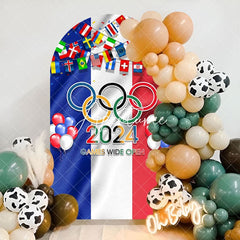 Aperturee - France Flag Paris 2024 Olympic Rings Arch Backdrop