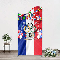 Aperturee - France Flag Paris 2024 Olympic Rings Arch Backdrop