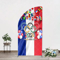Aperturee - France Flag Paris 2024 Olympic Rings Arch Backdrop