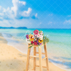 Aperturee - Fresh Cyan Sea Water Beach Footprint Summer Backdrop