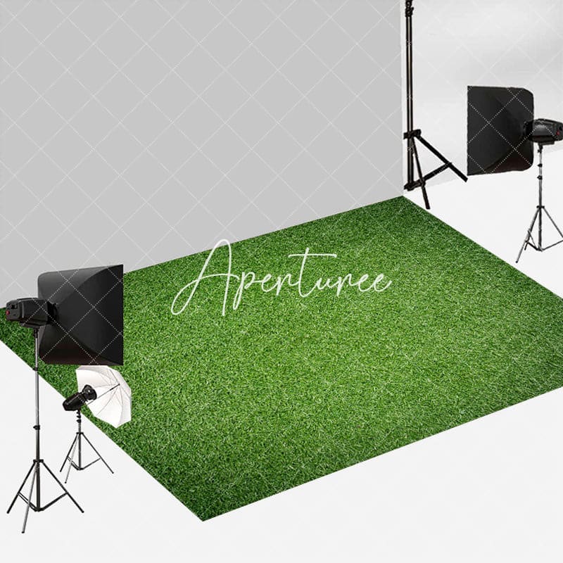 Aperturee - Fresh Green Grass Field Floor Backdrop For Photo