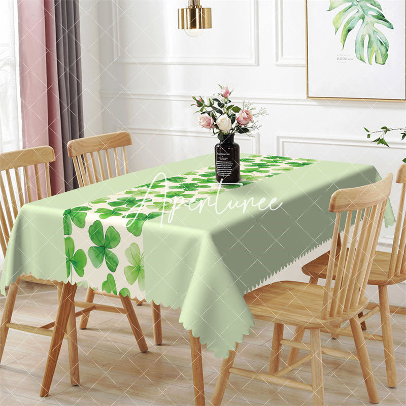 Aperturee - Fresh Light Green Clover St Patricks Day Tablecloth