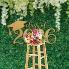 Aperturee - Fresh White Flower Green Grass Graduation Backdrop