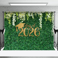 Aperturee - Fresh White Flower Green Grass Graduation Backdrop