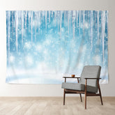 Aperturee - Frozen Ice Snowflake Blue Bokeh Winter Backdrop