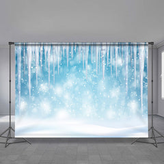 Aperturee - Frozen Ice Snowflake Blue Bokeh Winter Backdrop