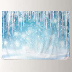 Aperturee - Frozen Ice Snowflake Blue Bokeh Winter Backdrop