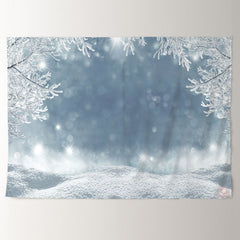 Aperturee - Frozen Ice Trees Bokeh Snowy Winter Scene Backdrop