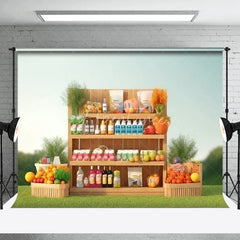 Aperturee - Fruit Beverage Store Birthday Cake Smash Backdrops
