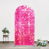 Aperturee - Fuchsia Sparkling Boho Arch Women Birthday Backdrop