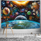 Aperturee Galactic Planet Galaxy Trippy 3D Printed Wall Tapestry