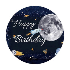 Aperturee Galaxy Rocket Round Happy Birthday Backdrop For Party