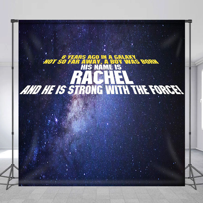 Aperturee - Galaxy Star Custom 8th Birthday Backdrop for Boy