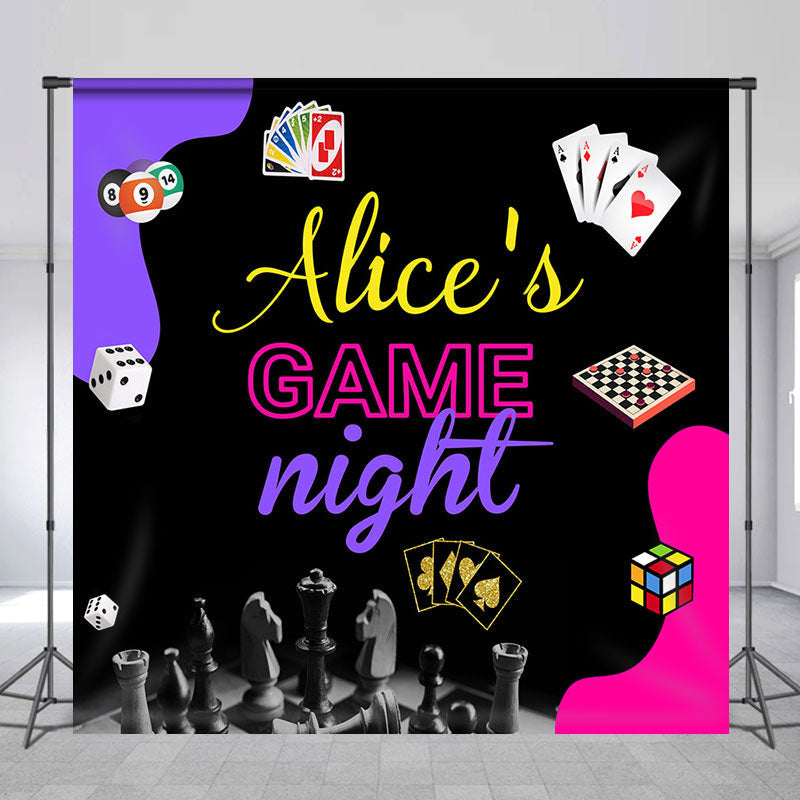 Aperturee - Game Night Cards Uno Black Custom Birthday Backdrop