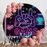 Aperturee - Game Night Gamepad Brick Wall Round Birthday Backdrop