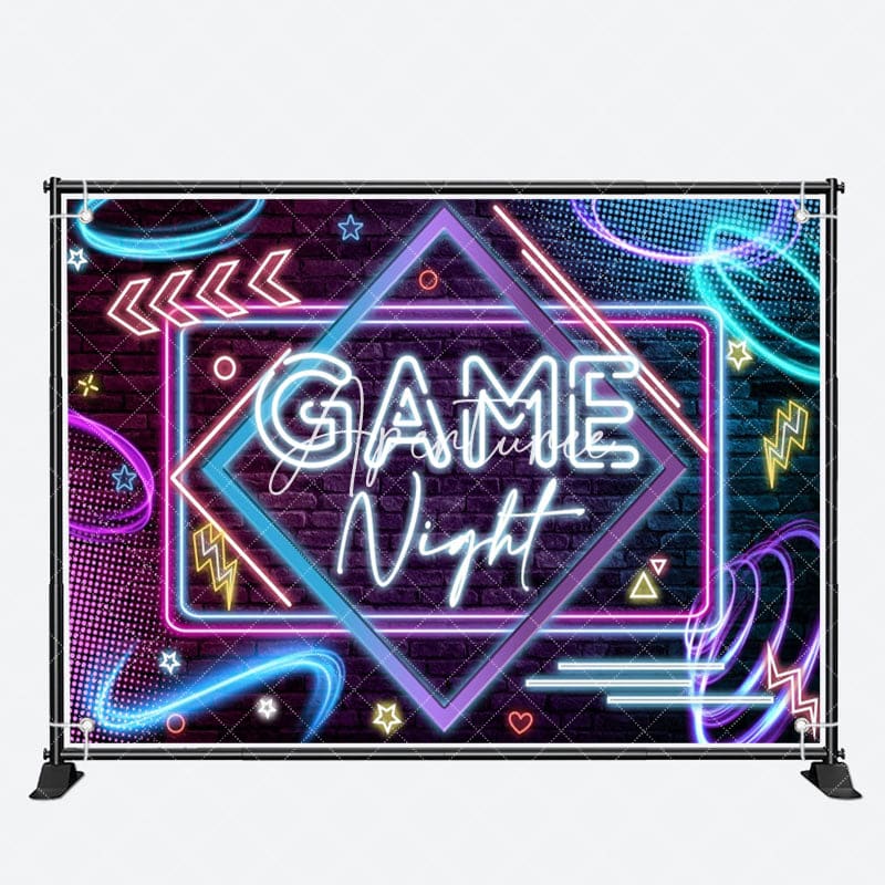 Aperturee - Game Night Neon Light Brick Wall Dance Backdrop