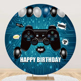 Aperturee - Gamepad Blue Circuit Board Round Birthday Backdrop