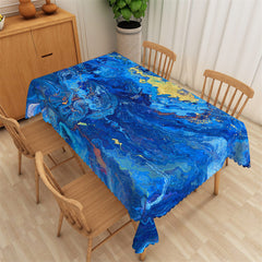 Aperturee - Gilt Blue Water Flow Texture Rectangle Tablecloth
