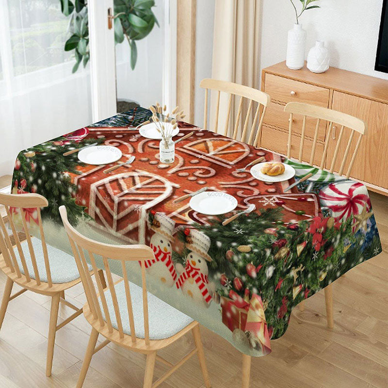 Aperturee - Gingerbread House Xmas Tree Christmas Tablecloth