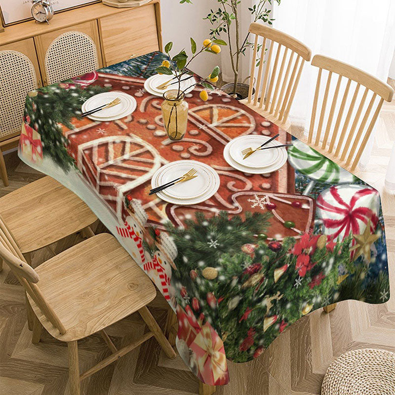 Aperturee - Gingerbread House Xmas Tree Christmas Tablecloth