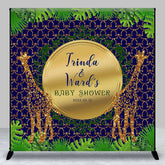 Aperturee - Giraffe Jungle Green Blue Custom Baby Shower Backdrop