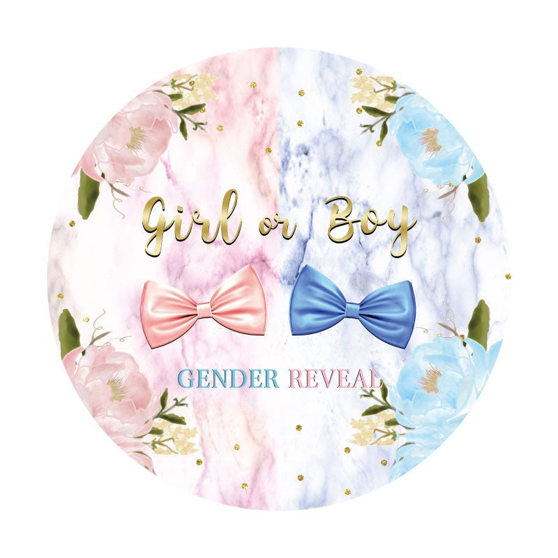 Aperturee - Girl Or Boy Gender Reveal Round Baby Shower Backdrop