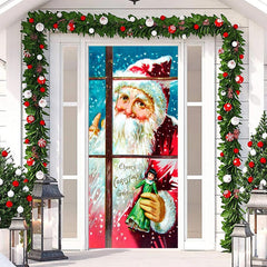 Aperturee - Glass Window Santa Claus Snoey Christmas Door Cover