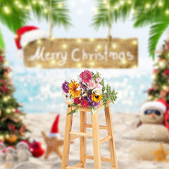 Aperturee - Glistening Sea Beach Bokeh Christmas In July Backdrop
