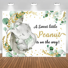 Aperturee - Glitter And Green Elephant Themed Baby Shower Backdrop