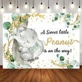 Aperturee - Glitter And Green Elephant Themed Baby Shower Backdrop