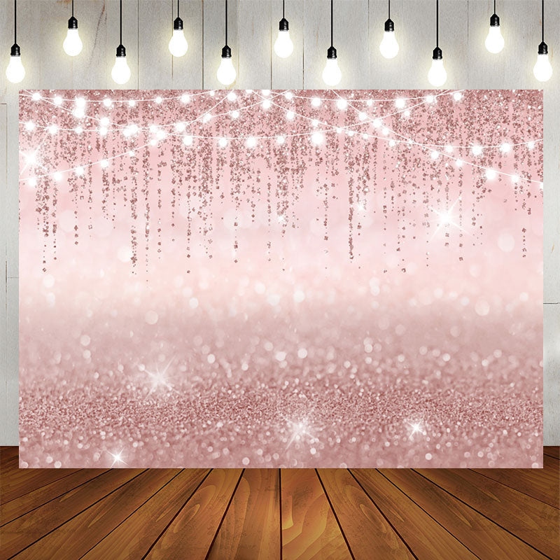 Aperturee - Glitter And Pink Simple Theme Happy Birthday Backdrop