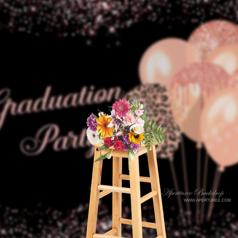 Aperturee - Glitter Balloons Black Grad Backdrop For Photography