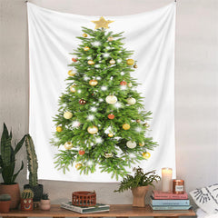 Aperturee - Glitter Bauble Pinetree Christmas Tapestry Wall Deco