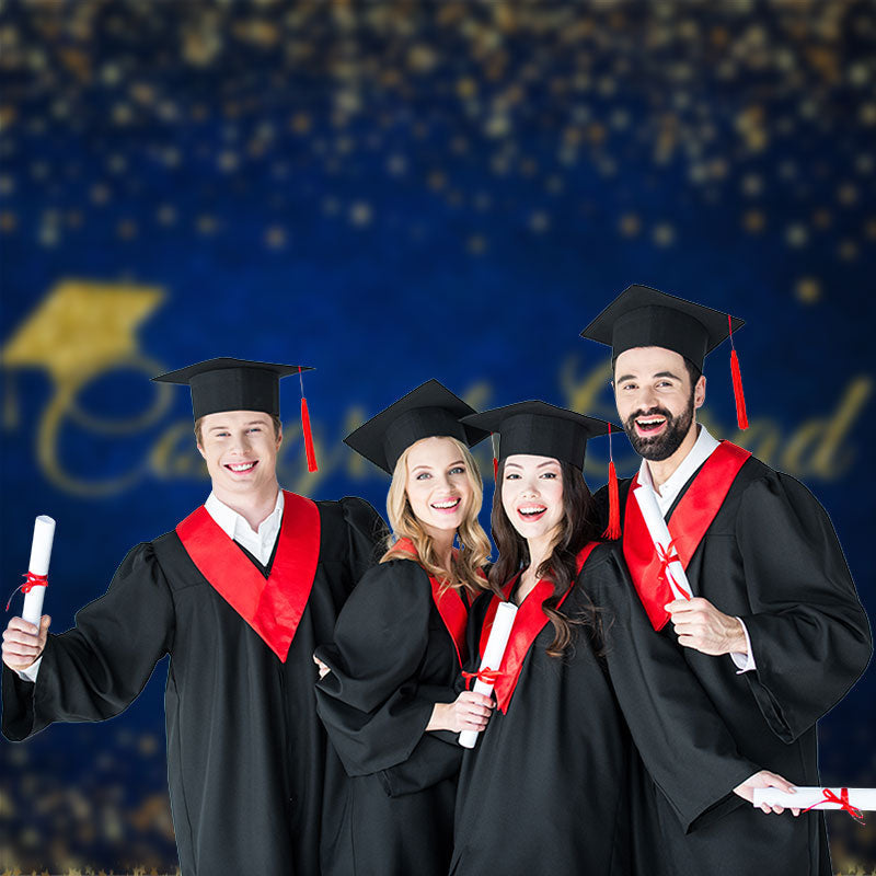 Aperturee - Glitter Blue Congrats Grad Photoshoot Backdrop
