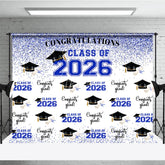 Aperturee - Glitter Blue Congratulations Class Of 2026 Backdrop