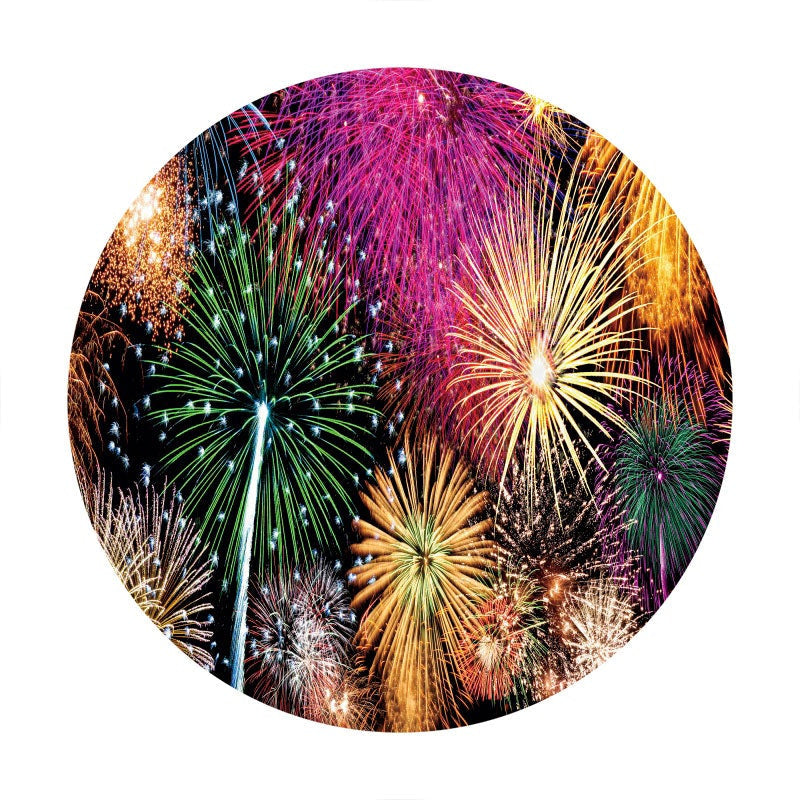 Aperturee - Glitter Colorful Round Happy Birthday Backdrop For Party