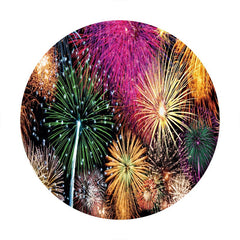Aperturee - Glitter Colorful Round Happy Birthday Backdrop For Party