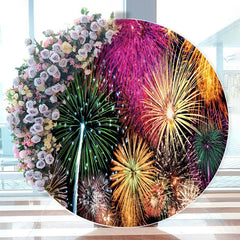 Aperturee - Glitter Colorful Round Happy Birthday Backdrop For Party