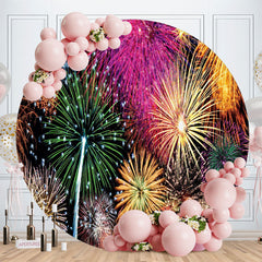 Aperturee - Glitter Colorful Round Happy Birthday Backdrop For Party