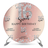 Aperturee Glitter Diamond Sweet 16 Birthday Round Backdrop