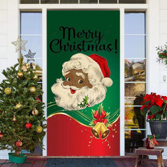 Aperturee - Glitter Green Red Santa Claus Christmas Door Cover