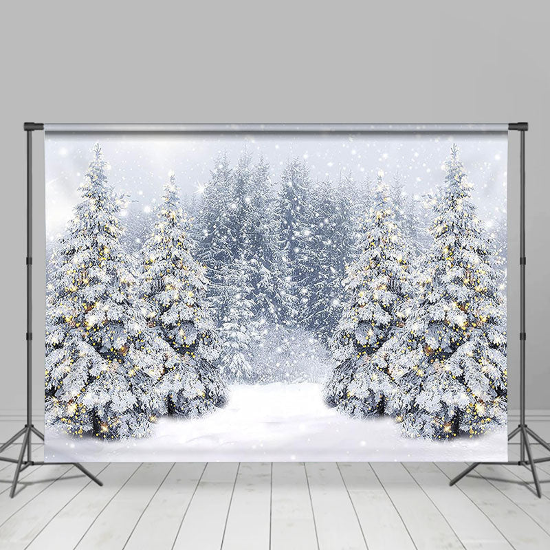 Aperturee - Glitter Light Snow Forest Bokeh Winter Backdrop