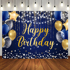 Aperturee - Glitter Light Strip Balloon Blue Birthday Backdrop