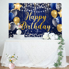 Aperturee - Glitter Light Strip Balloon Blue Birthday Backdrop