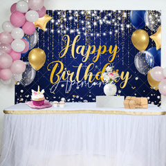 Aperturee - Glitter Light Strip Balloon Blue Birthday Backdrop