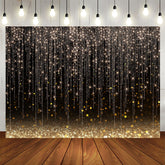 Aperturee - Glitter Lines And Black Golden Bokeh Birthday Backdrop