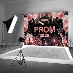 Aperturee - Glitter Pink Balloons Girls Graduation Prom Backdrop