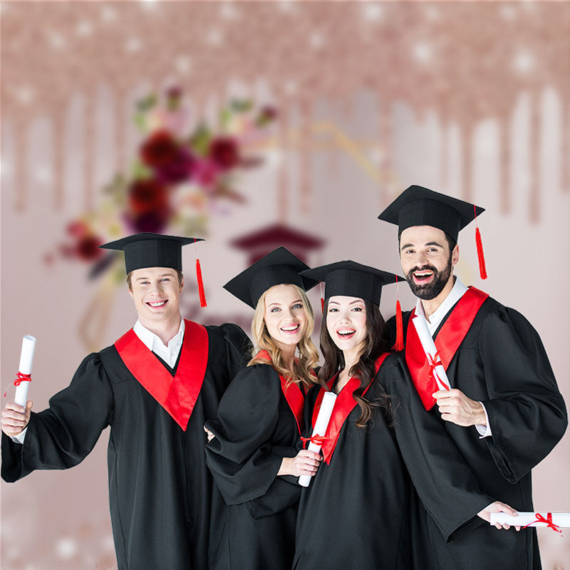 Aperturee - Glitter Pink Floral Bokeh Grad Backdrop For Photo