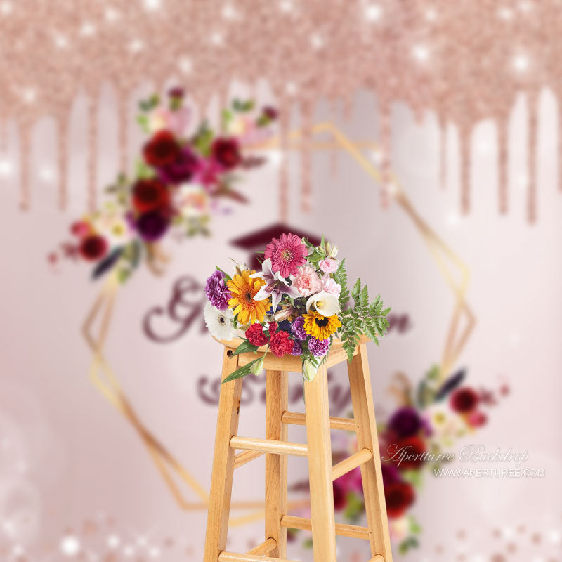 Aperturee - Glitter Pink Floral Bokeh Grad Backdrop For Photo